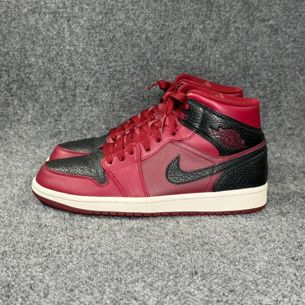 Jordan 1 Retro Mid Shoes Men's 8 Team Red Black Athletic Basketball Sneakers